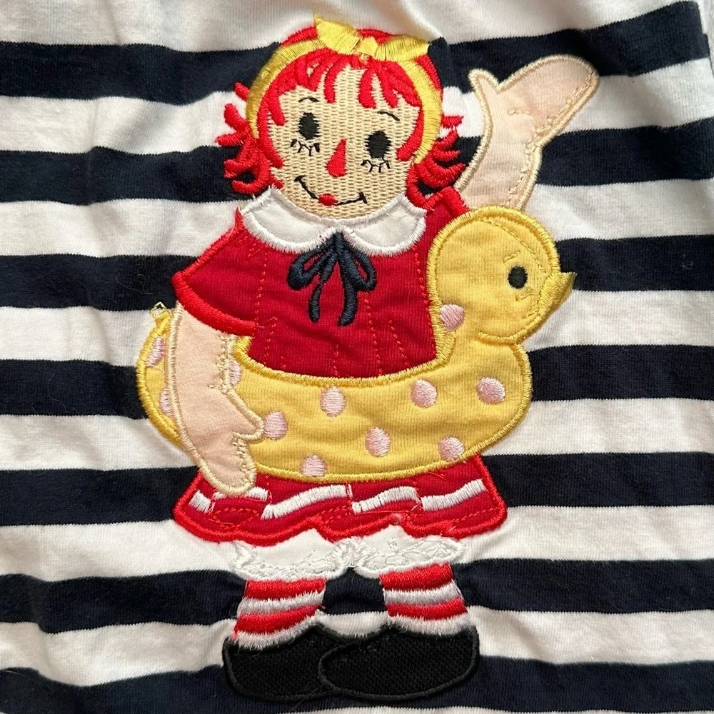 VTG Classic Characters Raggedy Ann & Andy Striped Romper Outfit 9M Baby Girls